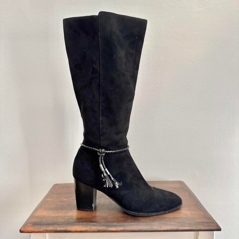 Black Faux Suede‎ Boot Knee High Size 10